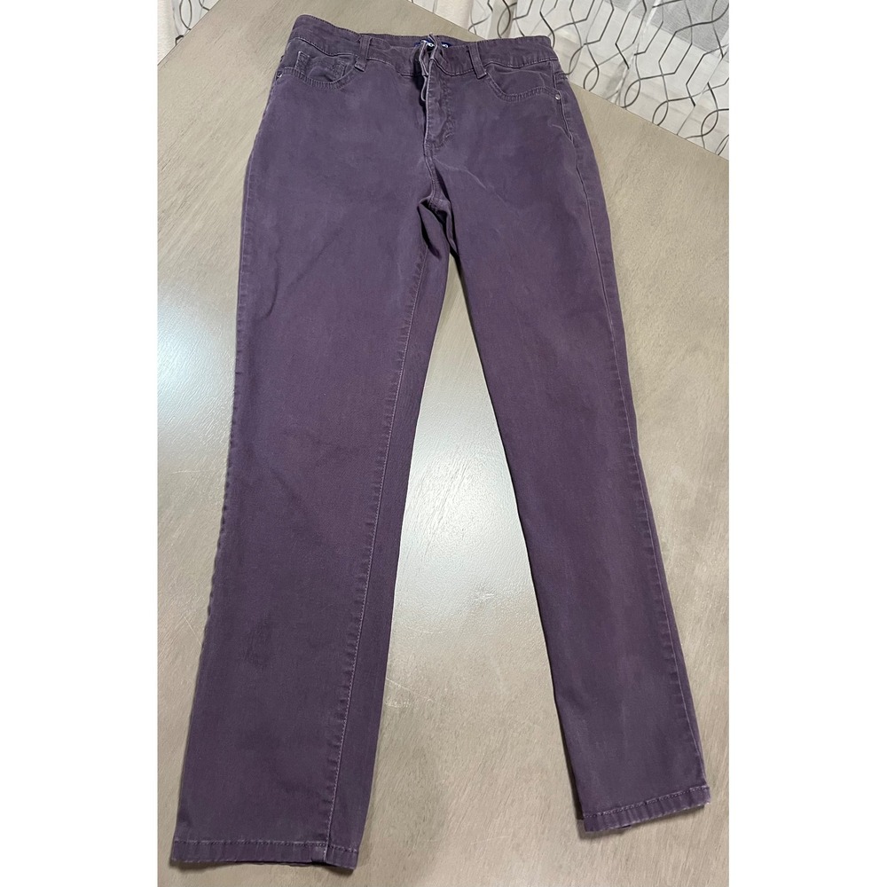 Bandolino Mandie Straight Leg Pants Plum Purple Stretch Denim Trousers Womens